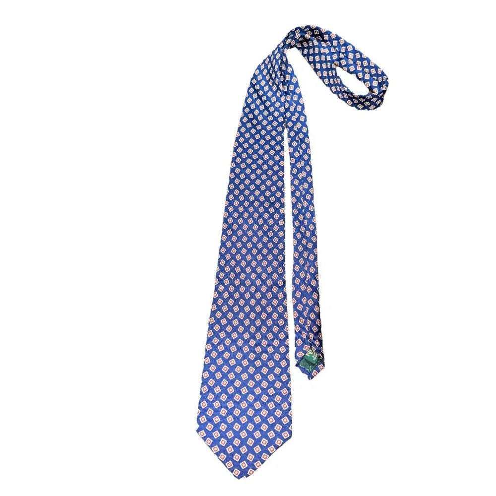 Vintage Lauren Ralph Lauren Necktie Mens Blue/Red Shirt Tie 100% Silk